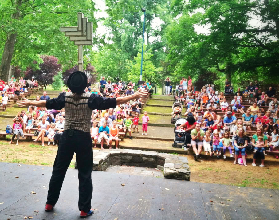 cigar box balancing at outdoor theater